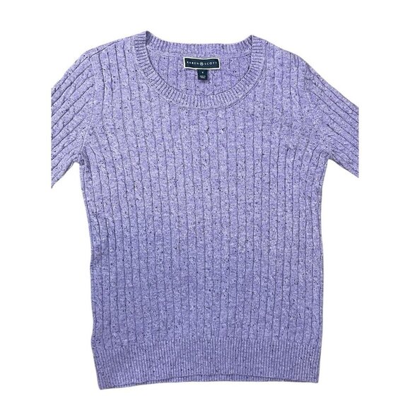 Karen Scott Women's Small Purple Speckled Cable Knit Crew Neck Sweater NWOT - Picture 1 of 6